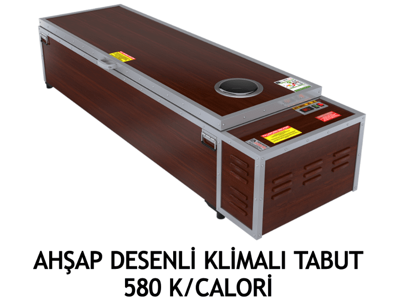 Ahşap desenli klimalı tabut – Seyyar morg tabutu